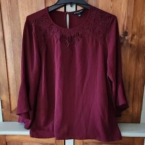 41 Hawthorn Burgundy Lace Detail Blouse